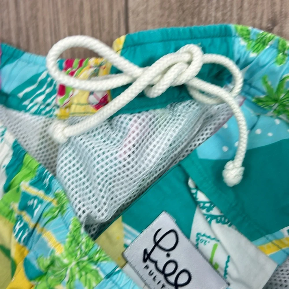 Lilly Pulitzer Men's Swim Trunks Postcard Flamingo